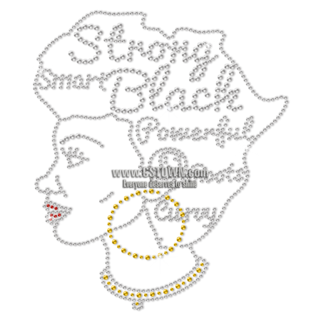 Smart Strong And Powerful Afro Lady Rhinestone Transfer